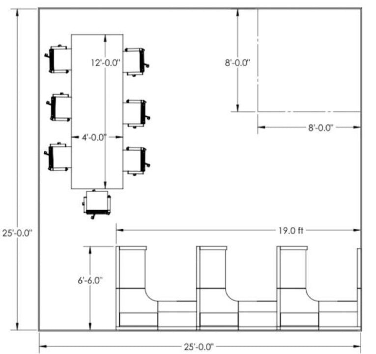 Office Layout of Cubicles, Conference Table, and Conference Chairs